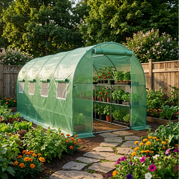 Serre tunnel 8 m² acier galvanisé – 4x2x2 m